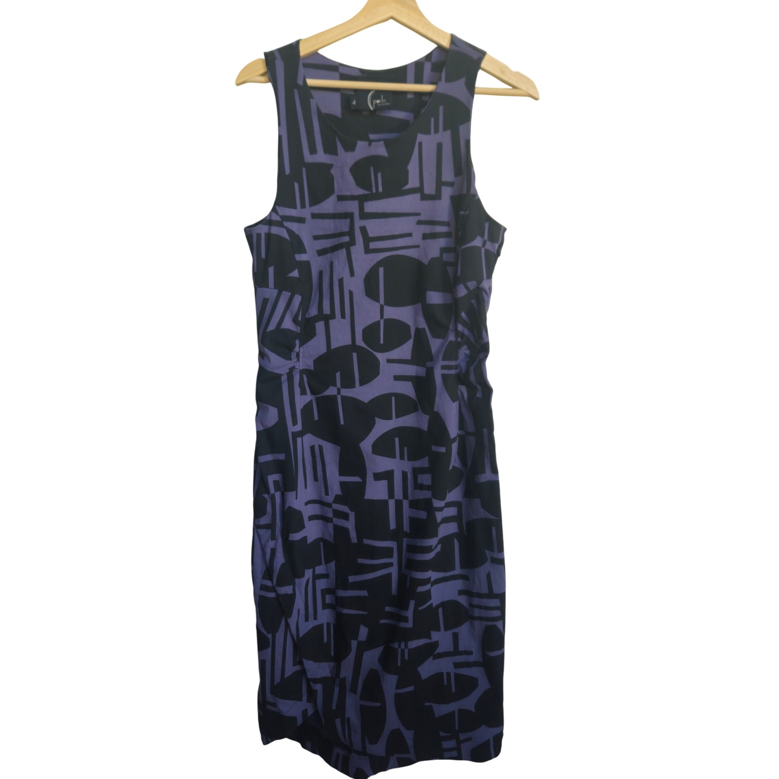 Porto San Francisco Ashby Geometric Abstract Sheath Midi Dress Sz 4 Avant Garde